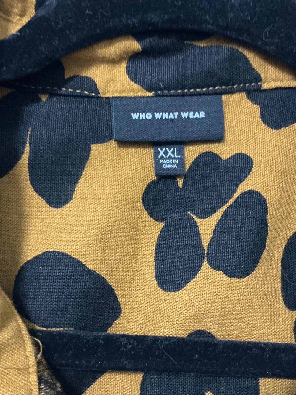 Who What Wear Linen Blend Midi Shirtdress XXL Mustard Tan Leopard Print Belted - Picture 10 of 13